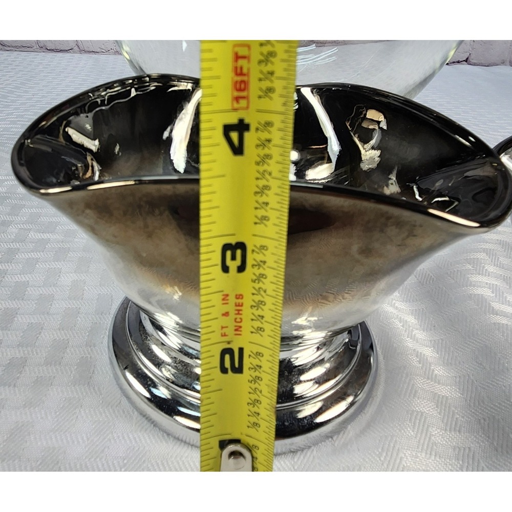 Dorothy Thorpe Silver Fade Rim Large Chip Fruit Bowl & 2 Small Dip Bowls Set MCM - Picture 7 of 10